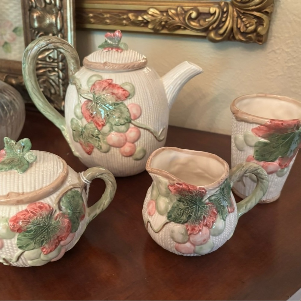 Fitz and Floyd Pastel Floral Ceramic Tea Set